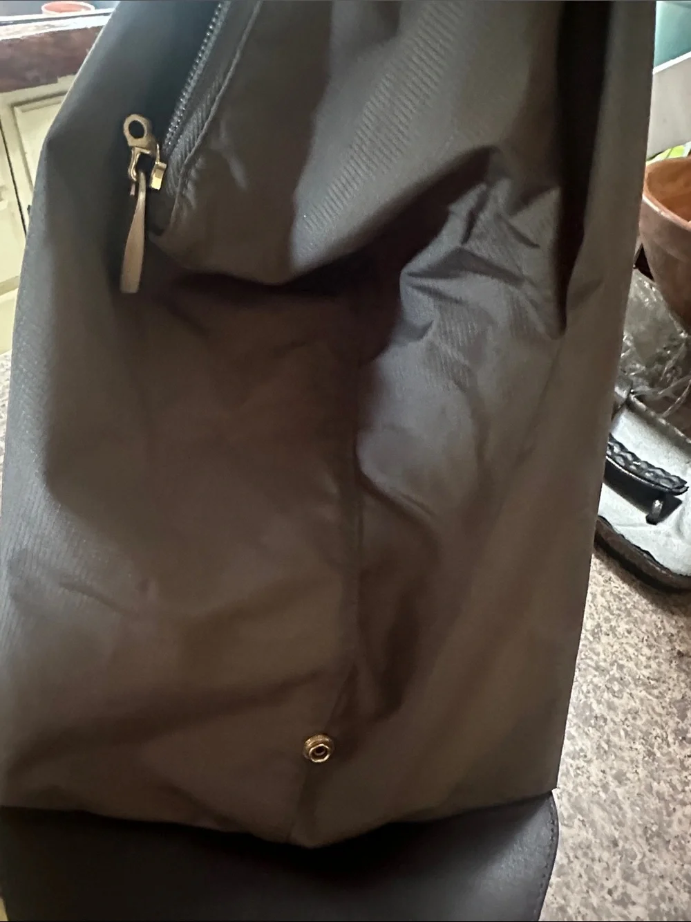 Tumi Olive Fabric and Brown Leather Laptop Bag